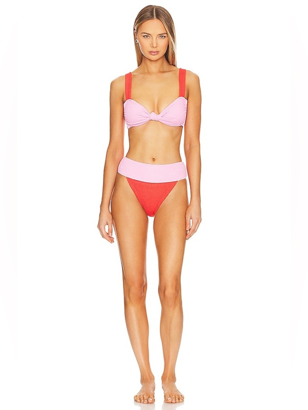 Show Me Your Mumu Del Rey Bottom size Large L red pink Colorblock scrunch nwot